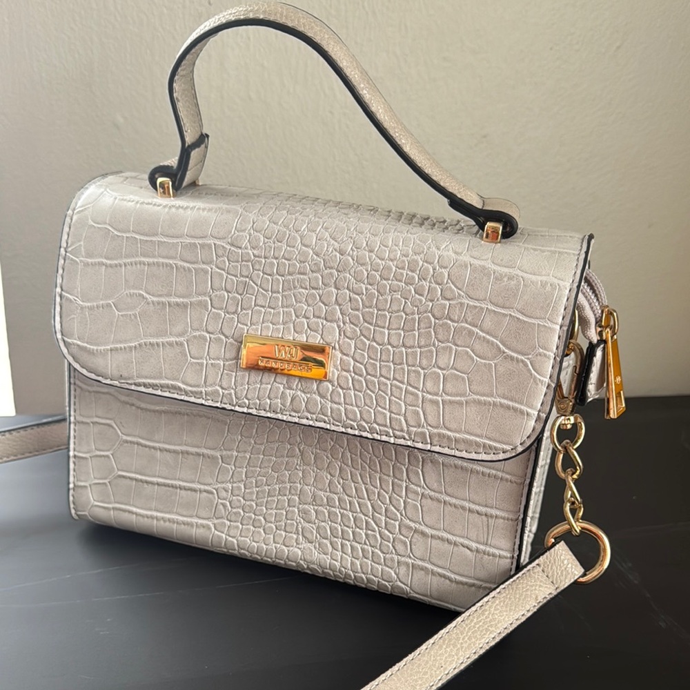 Women's Gray Crocodile Embossed Bag